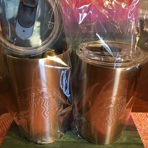 Starbucks branded stainless steel tumblers with plastic lids - NEW/unused/ NWOT